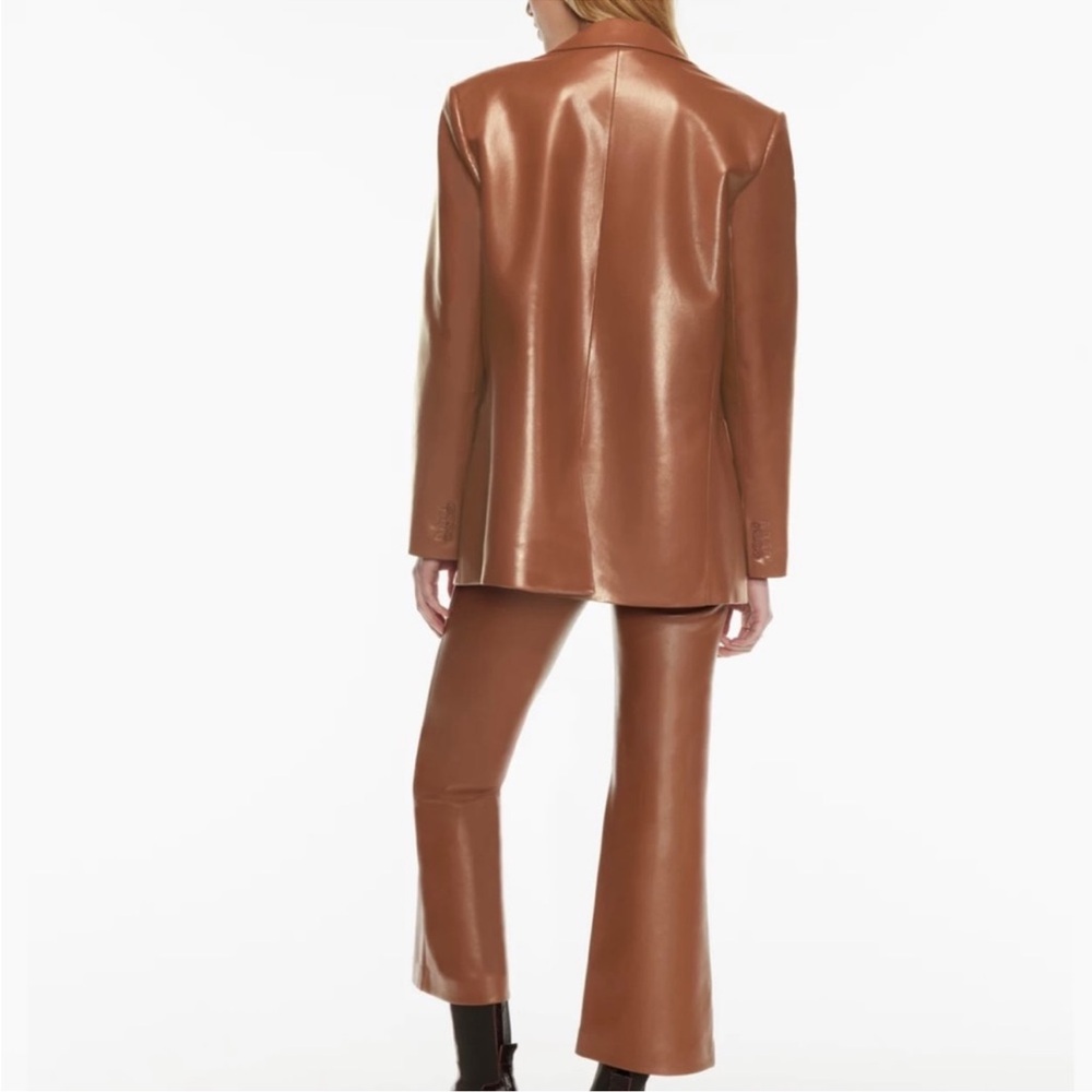 Aritzia Wilfred Cognac faux leather blazer - Picture 2 of 3